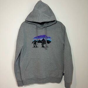 Patagonia Mens Fitz Roy Bison Uprisal Hoodie Sweatshirt Gray Graphic 39582 Small